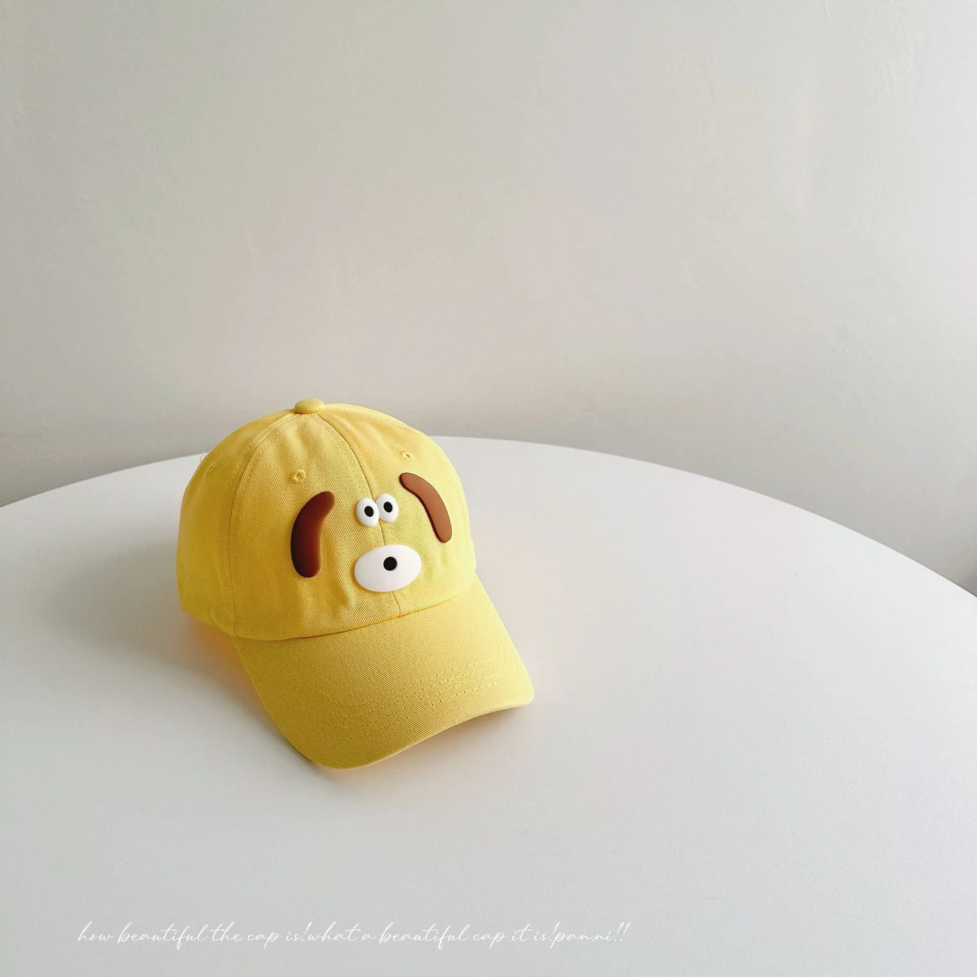 Cartoon puppy baseball cap for women with small head circumference and face, cute washed soft-top peaked hat, parent-child sun hat, trendy