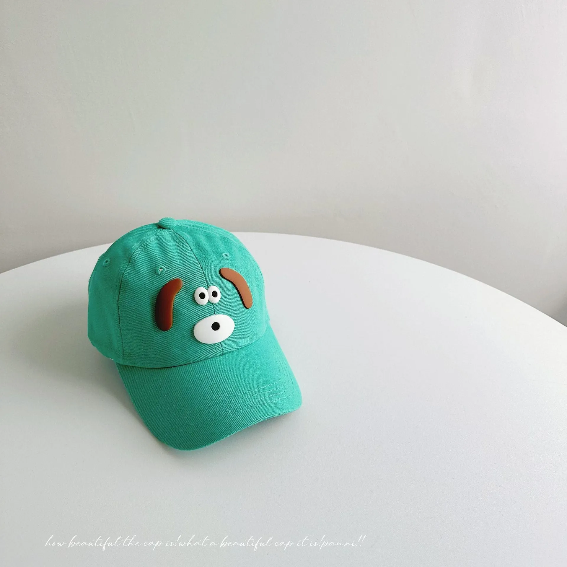 Cartoon puppy baseball cap for women with small head circumference and face, cute washed soft-top peaked hat, parent-child sun hat, trendy