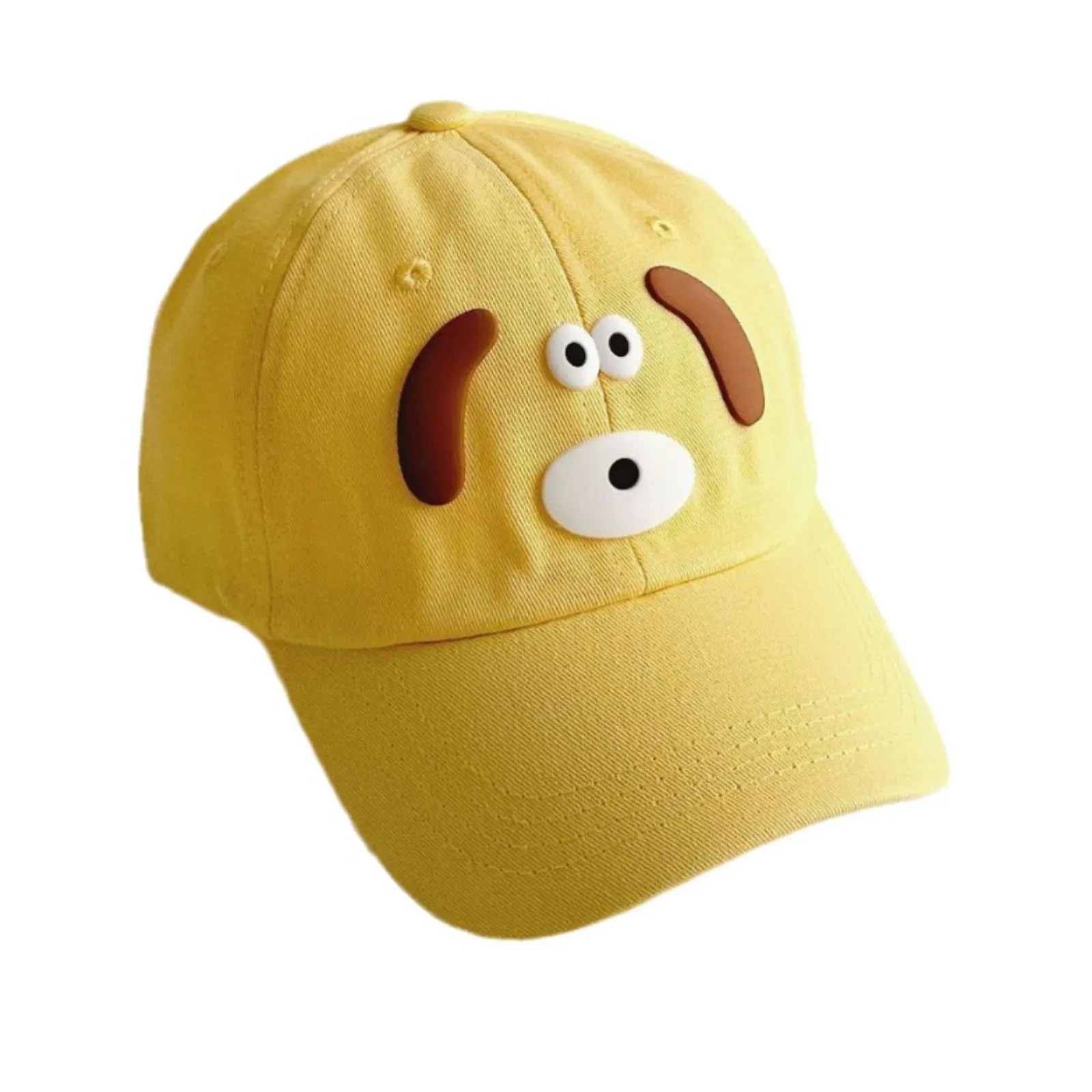 Cartoon puppy baseball cap for women with small head circumference and face, cute washed soft-top peaked hat, parent-child sun hat, trendy