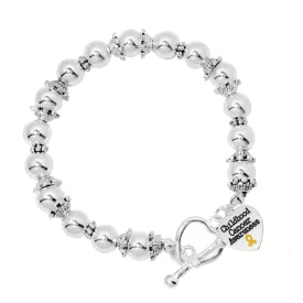 Childhood Cancer Heart Awareness Charm Silver Beaded Bracelets