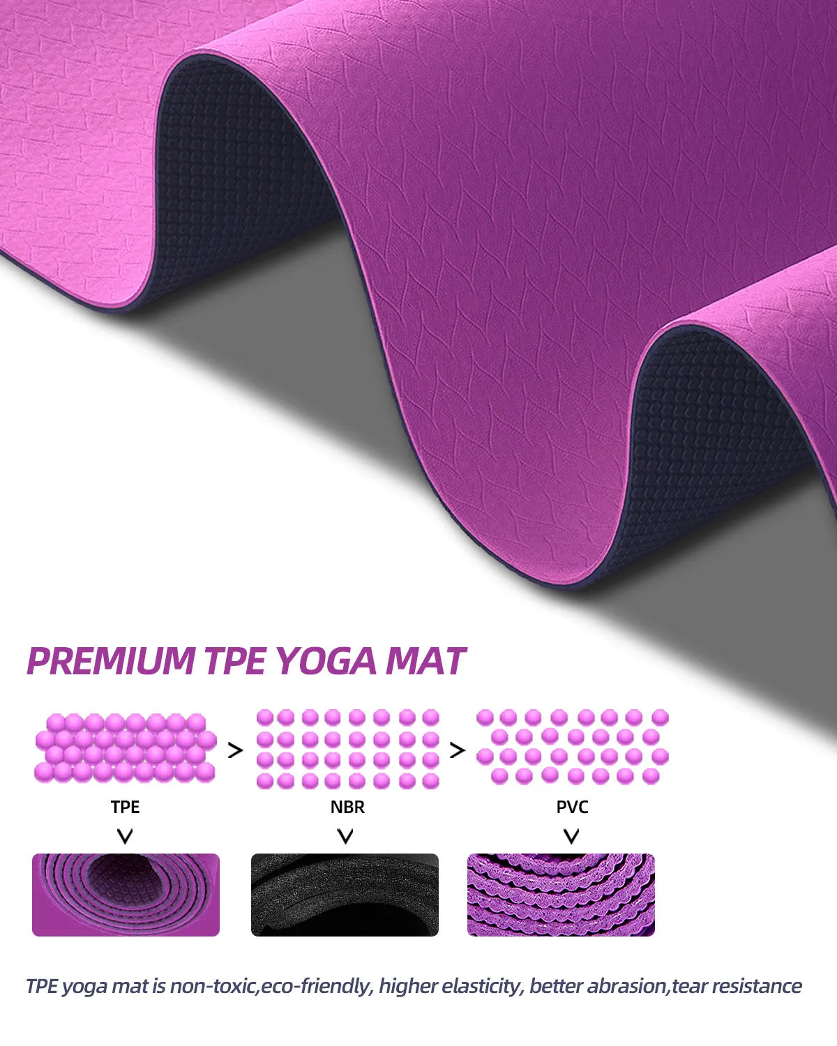 COOLMOON Extra Thick Yoga Mat, Double-Sided Non-Slip, Eco-Friendly TPE Material, Pilates and Exercises Mat