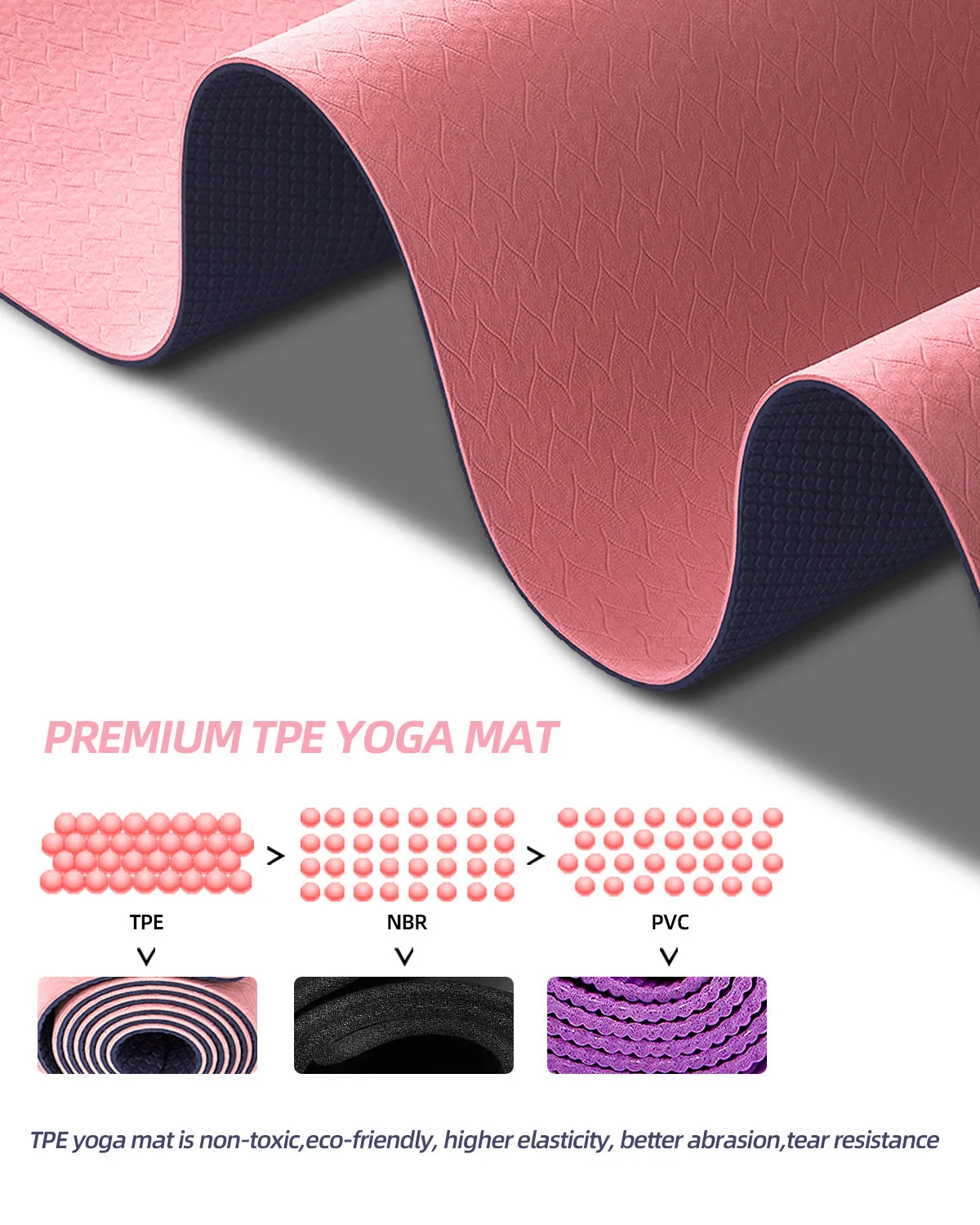 COOLMOON Extra Thick Yoga Mat, Double-Sided Non-Slip, Eco-Friendly TPE Material, Pilates and Exercises Mat