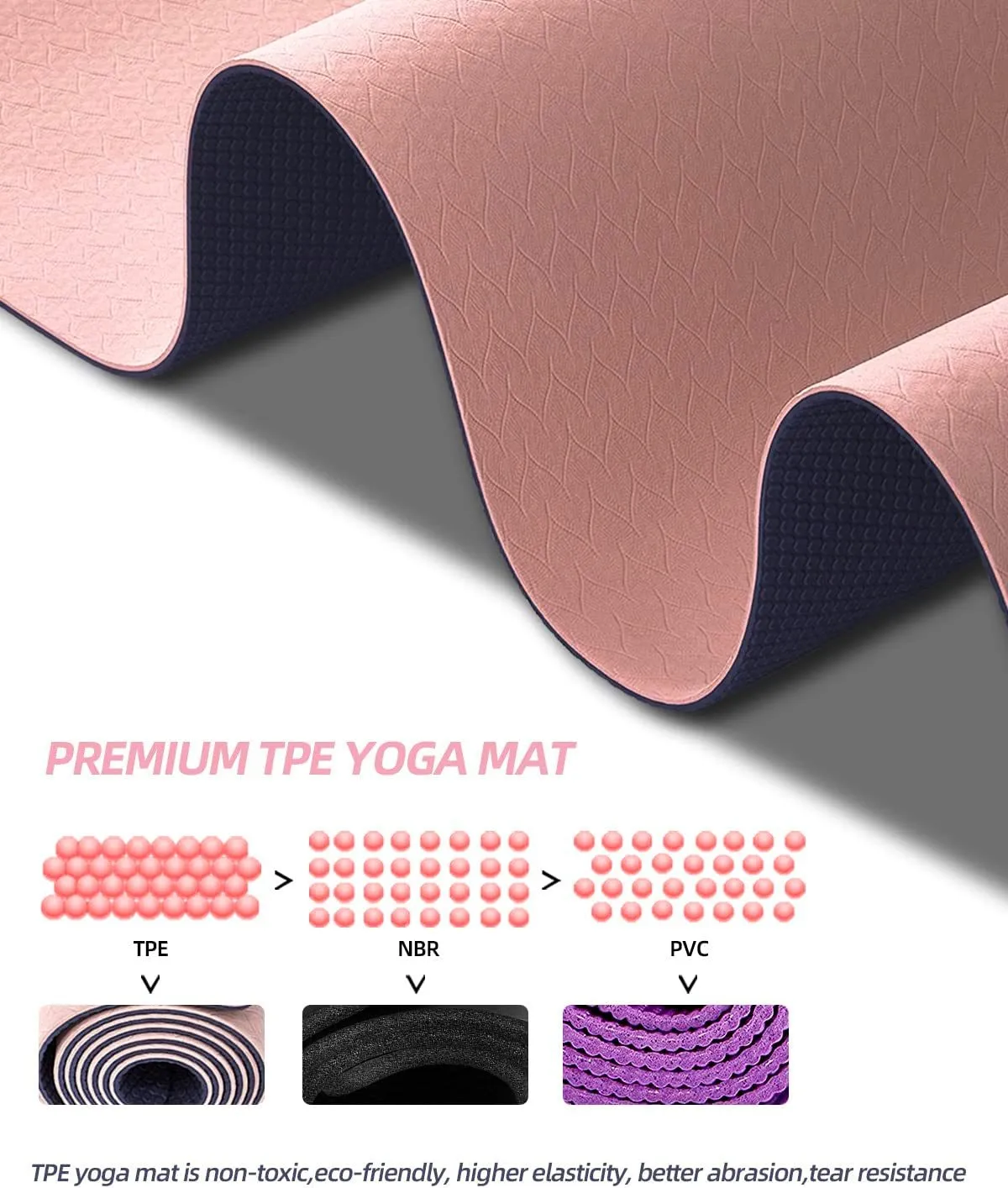 COOLMOON Extra Thick Yoga Mat, Double-Sided Non-Slip, Eco-Friendly TPE Material, Pilates and Exercises Mat