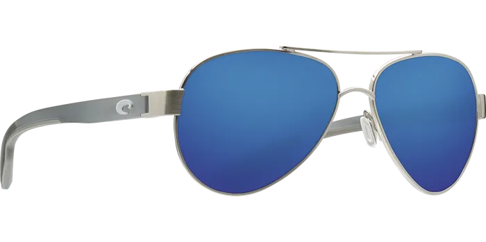 Costa Del Mar Loreto Ocearch Sunglasses - Brushed Silver Matte Gray Crystal Temples/Blue Mirror 580G