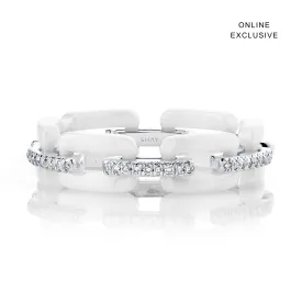 DIAMOND PAVE WHITE CERAMIC MINI DECO LINK RING