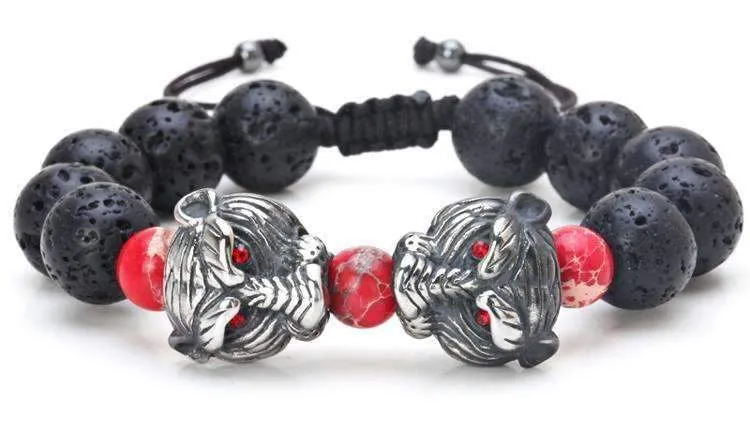 Evil Eye Tiger Head Beaded Bracelet