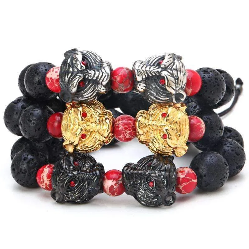 Evil Eye Tiger Head Beaded Bracelet