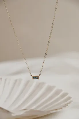 FLOATING AQUA CZ BAGUETTE NECKLACE