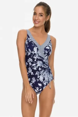 Gardenia Gathered Surplice One Piece Ink