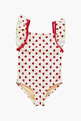 Girls Swimsuit Pink Chicken Ailee Strawberries (Size 12 left)