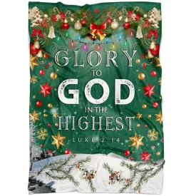 Glory To God In The Highest Christmas Fleece Blanket - Christian Blanket - Bible Verse Blanket