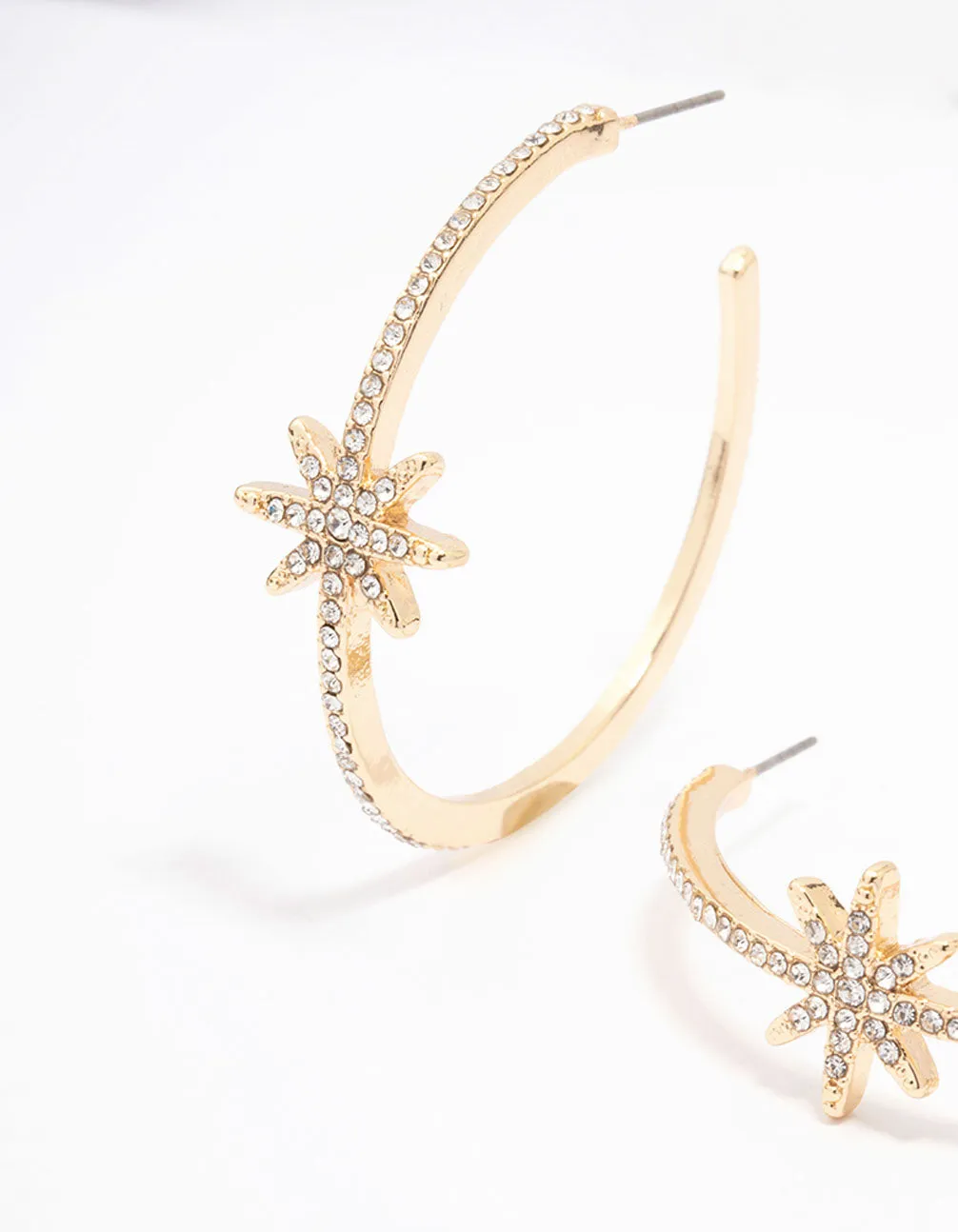 Gold Diamante Celestial Hoop Earrings