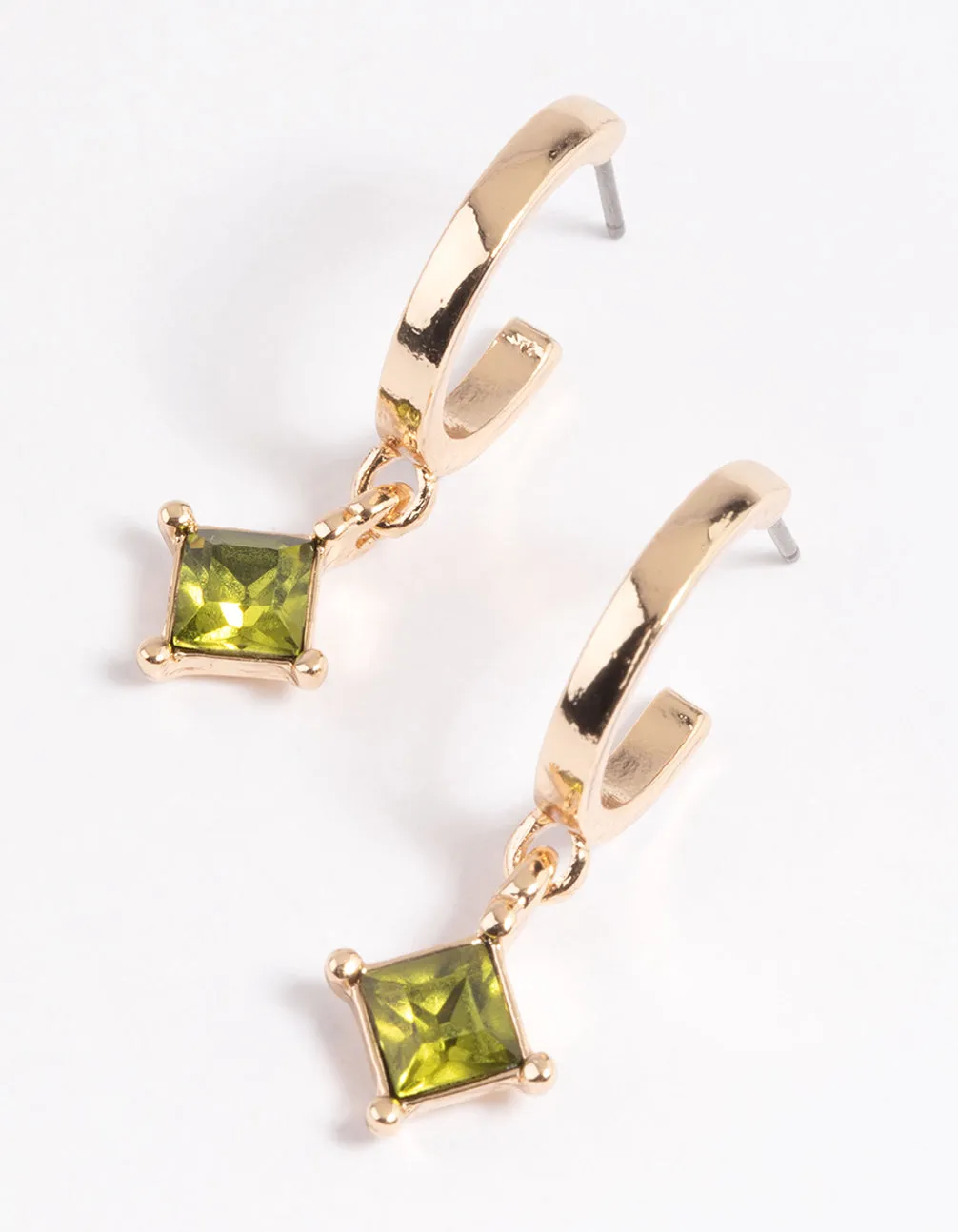 Green Huggie Hoop Earrings