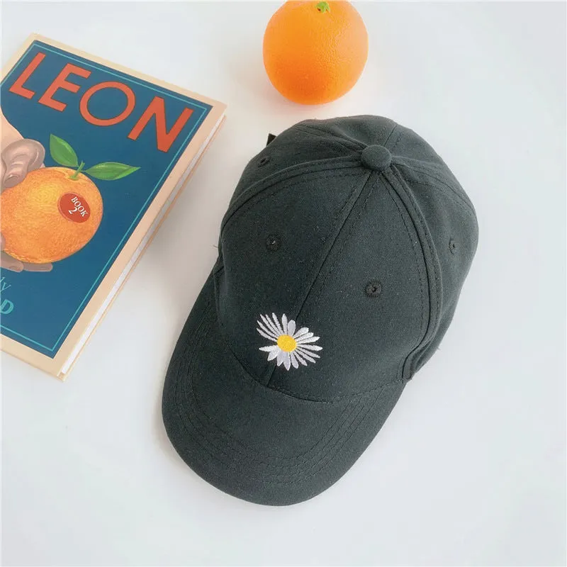 Hat 2024 new spring and summer candy color children's daisy embroidered peaked cap girls baseball cap boys trendy