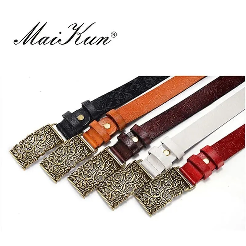 Hollow Out Metal Buckle Leather Belts