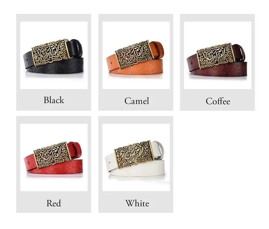 Hollow Out Metal Buckle Leather Belts