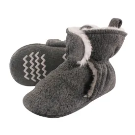 Hudson Baby Cozy Fleece and Sherpa Booties, Heather Charcoal