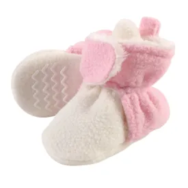 Hudson Baby Cozy Fleece and Sherpa Booties, Light Pink Cream