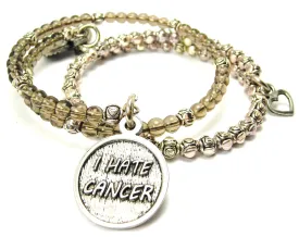 I Hate Cancer Delicate Glass And Roses Wrap Bracelet Set