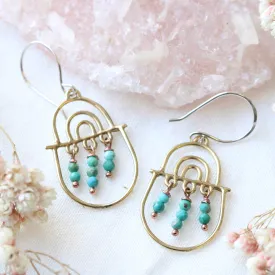 Joyful days Bronze and Turquoise earrings.