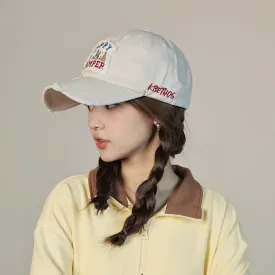 Letter embroidered baseball cap for men and women, trendy washed and distressed soft top, face-showing autumn model, Internet celebrity duck tongue hat