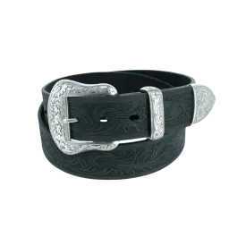 M&F Mens's Floral Black Belt