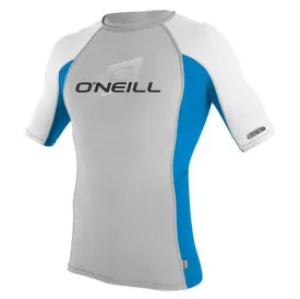 Mens Rashies O'Neill Skins Short Sleeve Crew Lunar/Brtblu/Wht