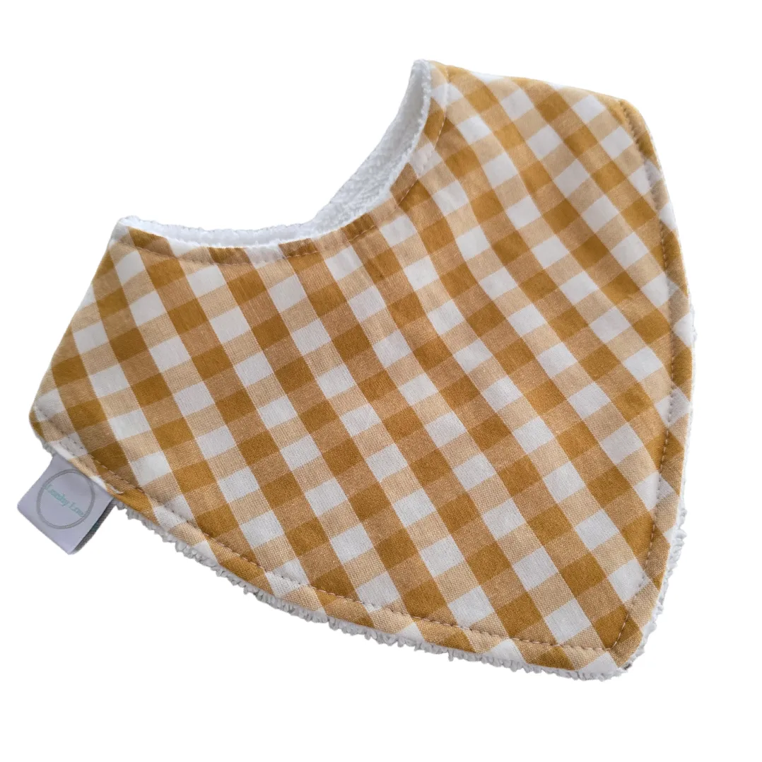 Mustard Gingham Dribble Bib