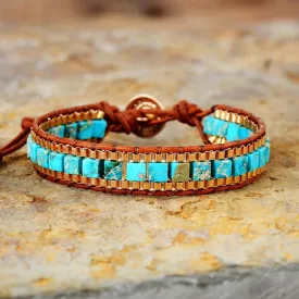 New Women Wrap Bracelets Turquise Stones Gold Chain Woven Wrap Bracelet Bohemian Statement Jewelry Dropship