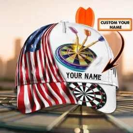 Personalized American Flag Full Print Dart Cap Hat For Men And Woman, Flag Dartboard Classic Cap, Gift for Dart Lover