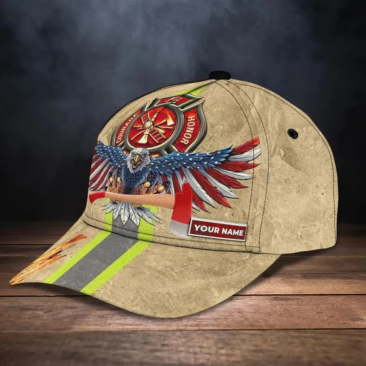 Personalized Eagle Firefighter 3D Baseball Cap American Flag Pattern Firefighter Hat