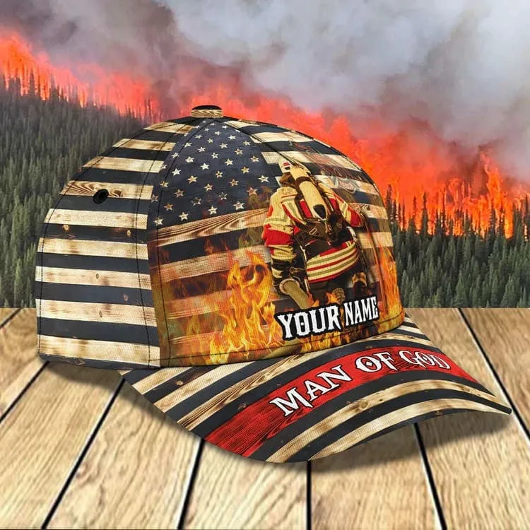 Personalized Eagle Firefighter 3D Baseball Cap American Flag Pattern Firefighter Hat