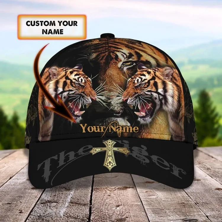 Personalized White Tiger 3D Baseball Cap for Boyfriend, Tiger Art Hat for Tiger Lovers