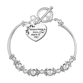 "Where there is love, there is life" Heart Charm Partial Beaded Bracelets