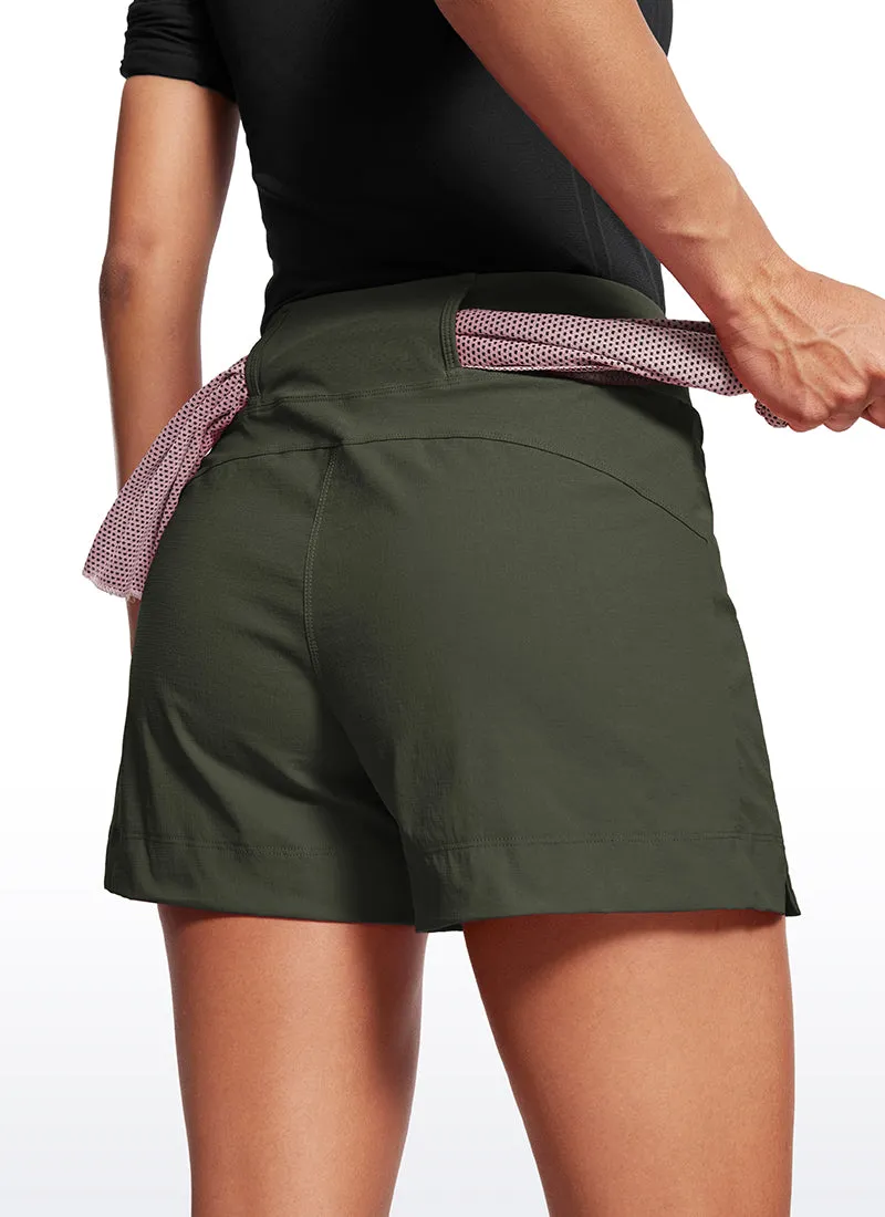 Ripstop Mid-Rise Hiking Shorts with Zip Pockets 4''