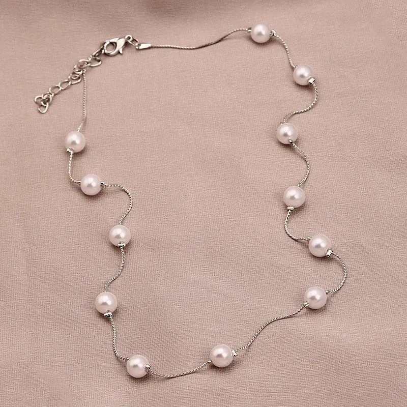 Simulated Bridal Pearls Women Collier Jewelry Chain Gifts Wedding For Cute Fashion Necklace