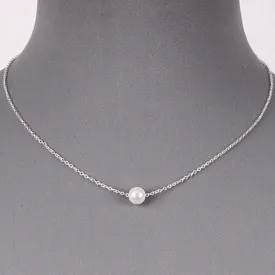 Single Pearl Necklace On Silver Chain