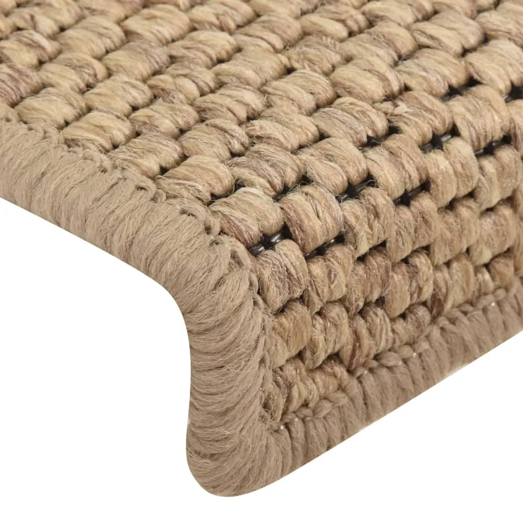 Stair Mats Self-adhesive Sisal-Look 15 pcs 65x21x4 cm Sand