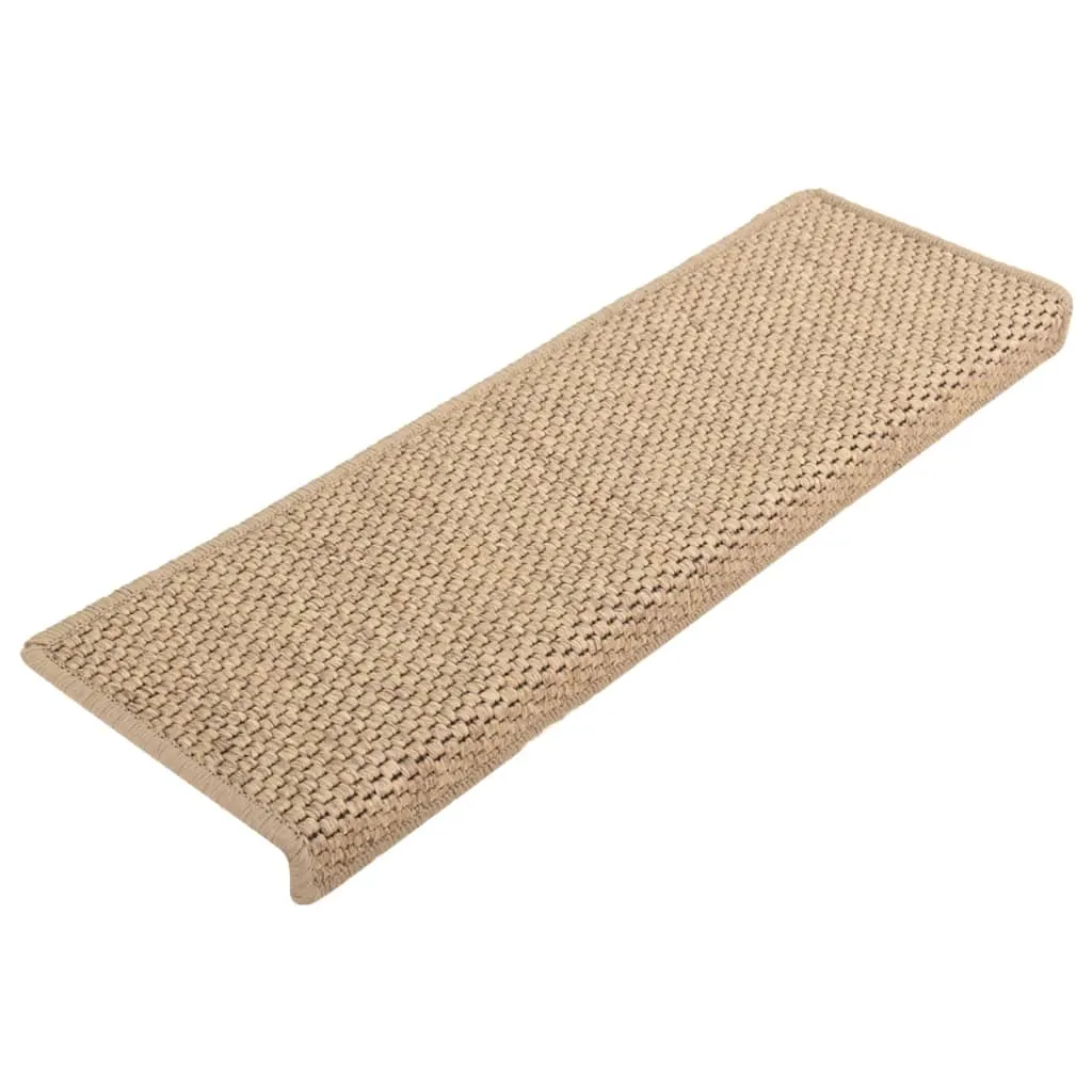 Stair Mats Self-adhesive Sisal-Look 15 pcs 65x21x4 cm Sand