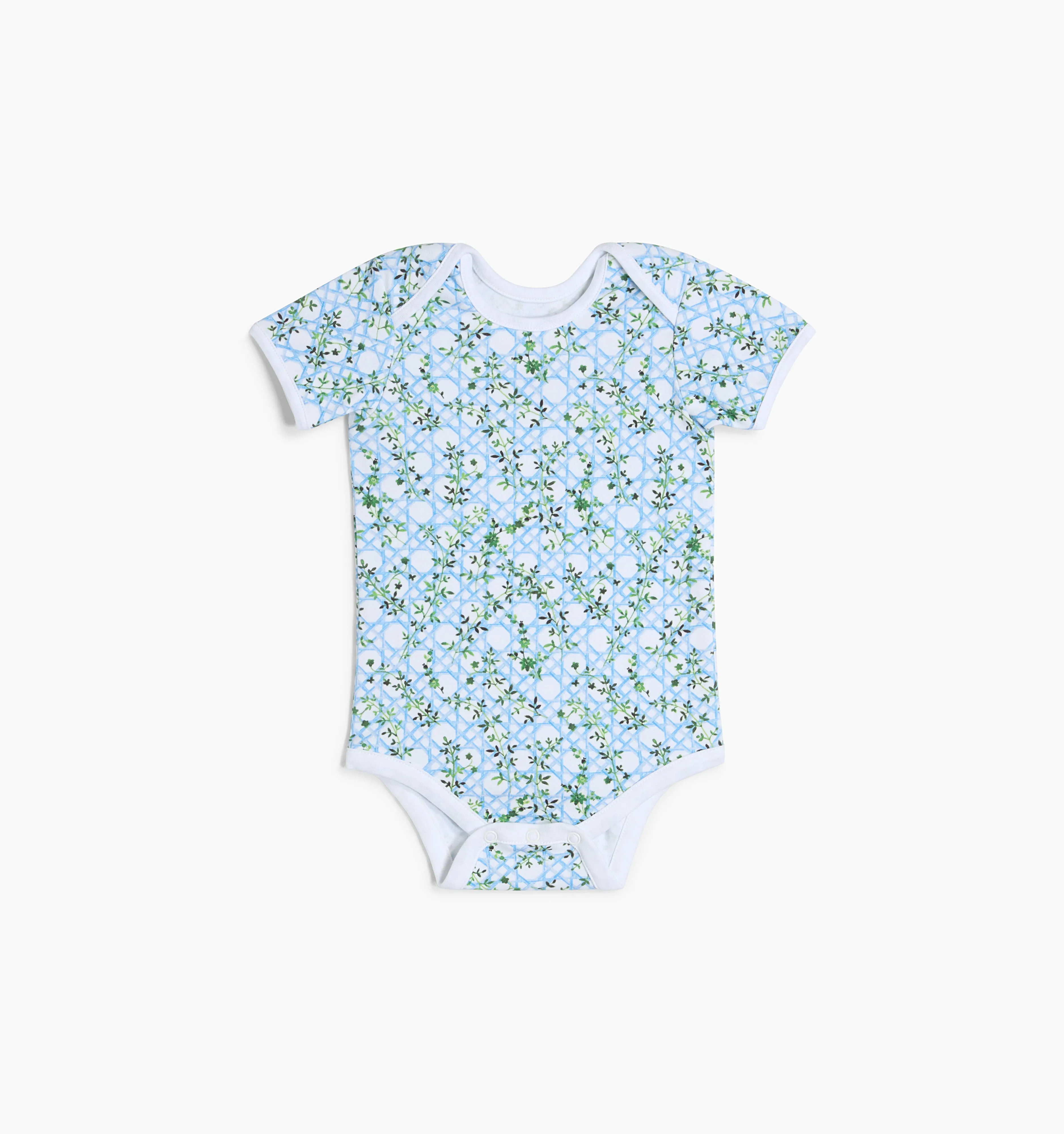 The Onesie (Short Sleeve) - Blue Basketweave Vine