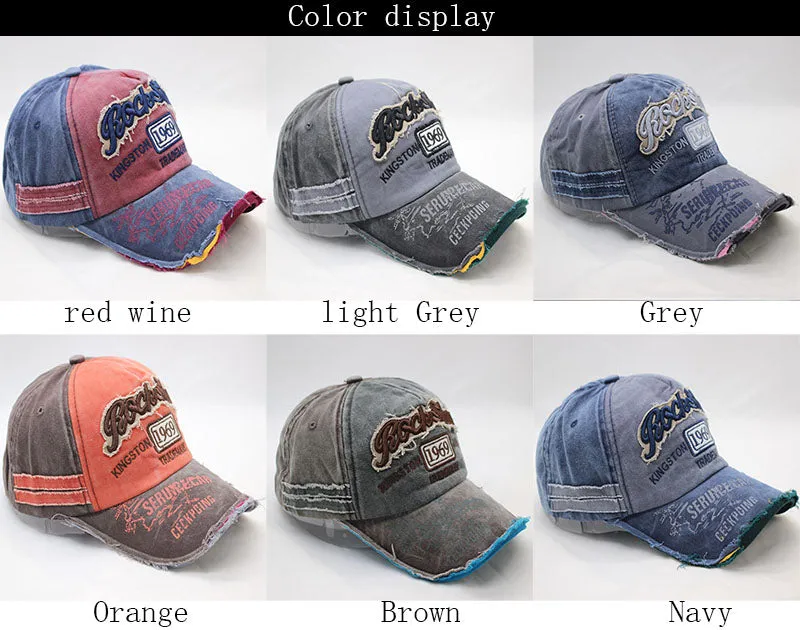 Vintage Washed Denim Cotton Sports Baseball Cap for Women and Men