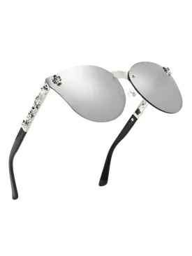 Women's Skull Frame Metal Sunglasses