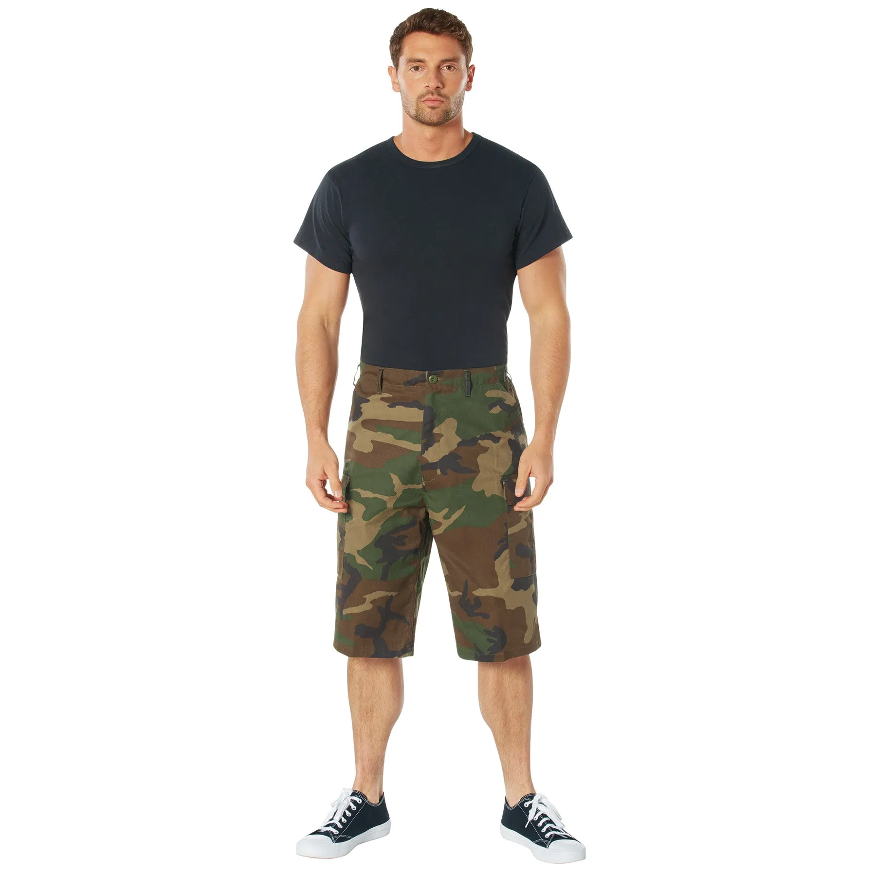 X-Long Fatigue Shorts- Woodland Camouflage